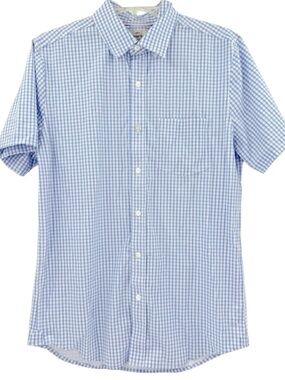 Hawker Rye Commuter Shirt Mens S Blue Gingham Stretch Short Sleeve NWT